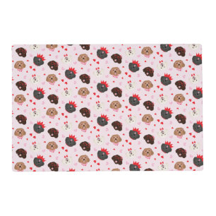 Happy Valentines Day Maltipoo Dogs Placemat