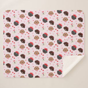 Happy Valentines Day Maltipoo Dogs Sherpa Blanket