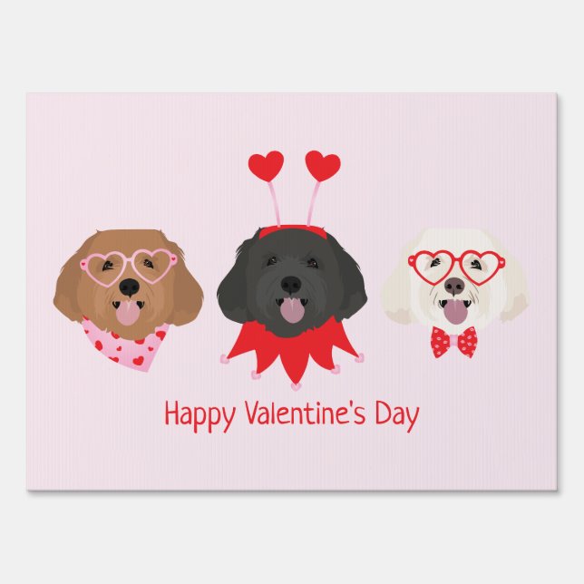 Happy Valentines Day Maltipoo Dogs Sign (Front)