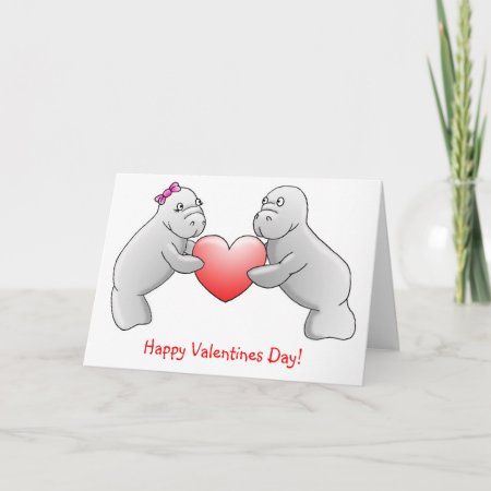 Happy Valentines Day - Manatee Love Card