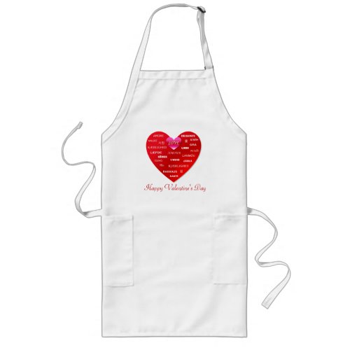 Happy Valentines Day Many Languages of Love Long Apron