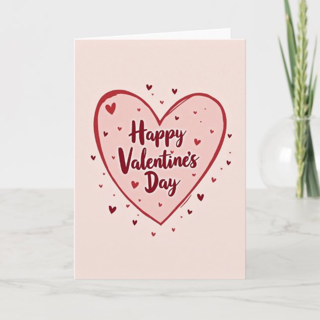 Happy Valentines Day Matte Hearts Card (Front)