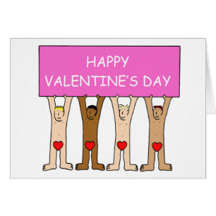 Happy Valentine's Day Men Wearing Hearts Cards