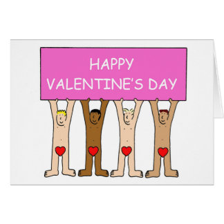 Happy Valentine's Day Men Wearing Hearts Cards