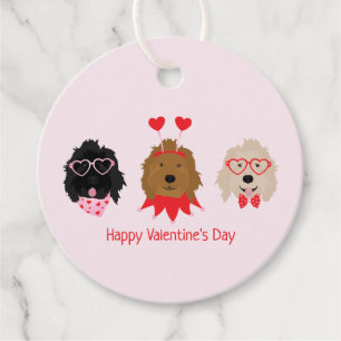 Happy Valentines Day Mini Goldendoodle Dogs Favor Tags
