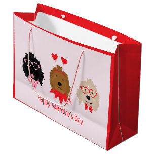Happy Valentines Day Mini Goldendoodle Dogs Large Gift Bag