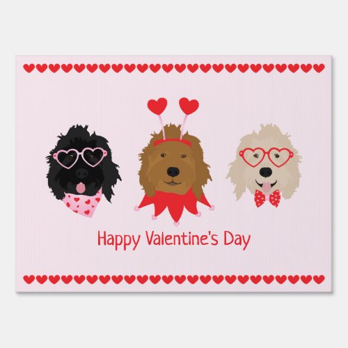 Happy Valentines Day Mini Goldendoodle Dogs Sign