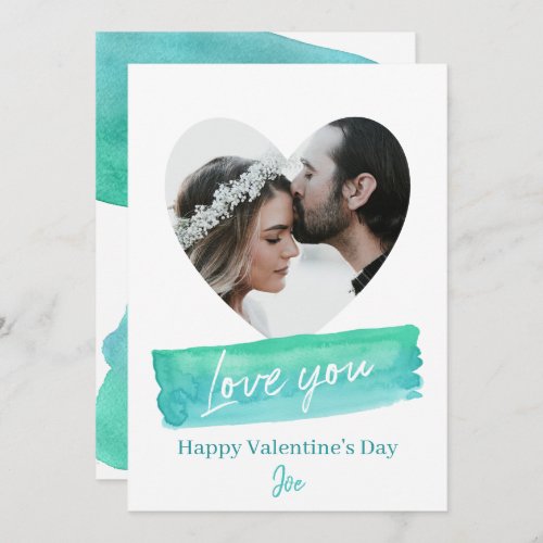 Happy Valentines Day modern chic Couple Photo Holiday Card