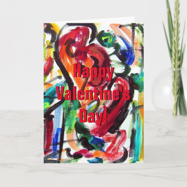 Happy Valentine's Day Modern Hearts Greeting Cards (Front)