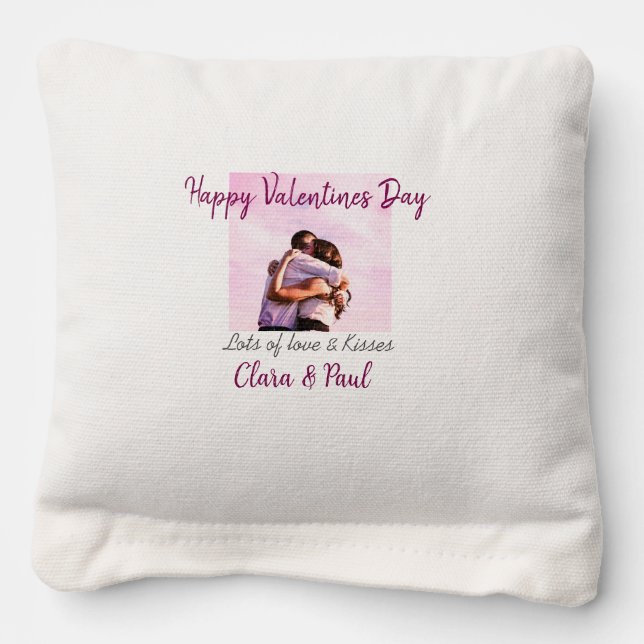 Happy Valentines day modern kisses love add name p Cornhole Bags (Front)