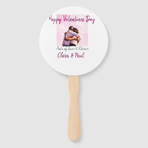 Happy Valentines day modern kisses love add name p Hand Fan