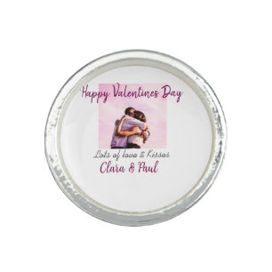 Happy Valentines day modern kisses love add name p Ring
