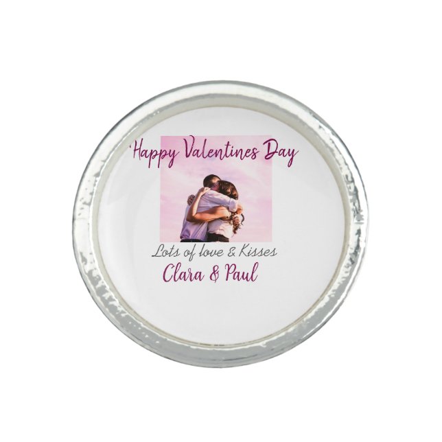 Happy Valentines day modern kisses love add name p Ring (Front)