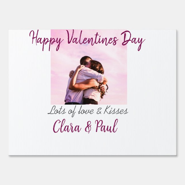 Happy Valentines day modern kisses love add name p Sign (Front)
