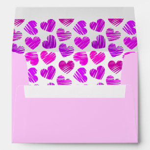 Happy Valentines Day Modern Red Pink Hearts Name Envelope