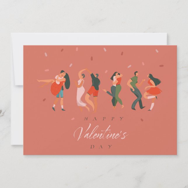 "Happy Valentine's Day" modern romantic Couple Holiday Card (Front)