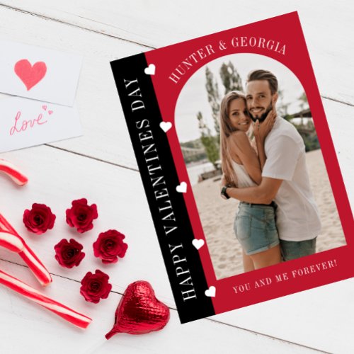 Happy Valentines day modern simple romantic photo Holiday Card