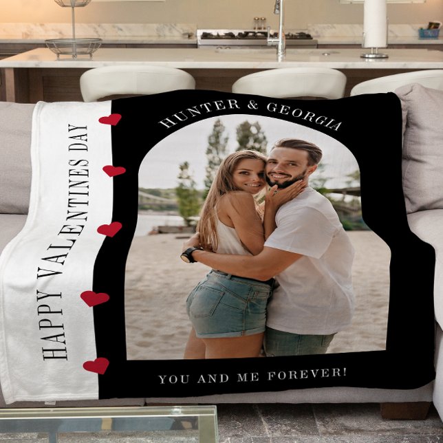 Happy Valentines day modern stylish romantic photo Fleece Blanket (Creator Uploaded)