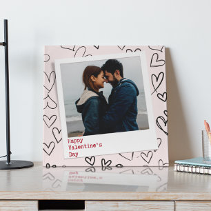 Happy Valentines Day Modern Stylish Romantic Photo Sign