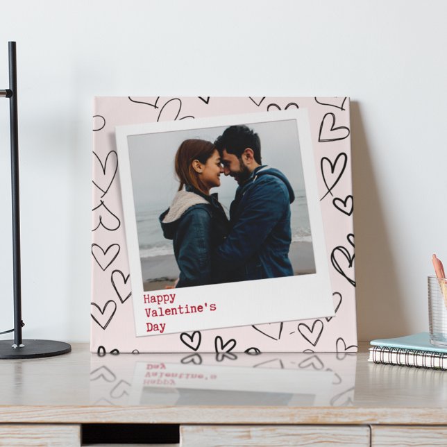 Happy Valentines Day Modern Stylish Romantic Photo Sign (Creator Uploaded)