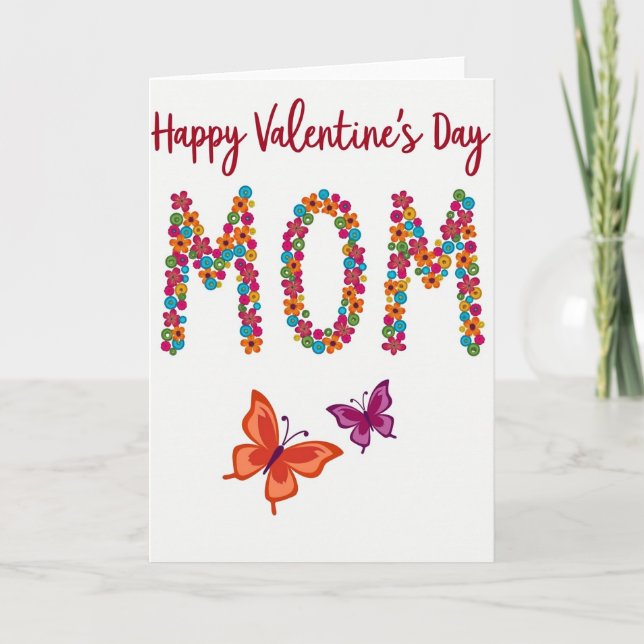 Happy Valentines Day Mom Floral Card (Front)