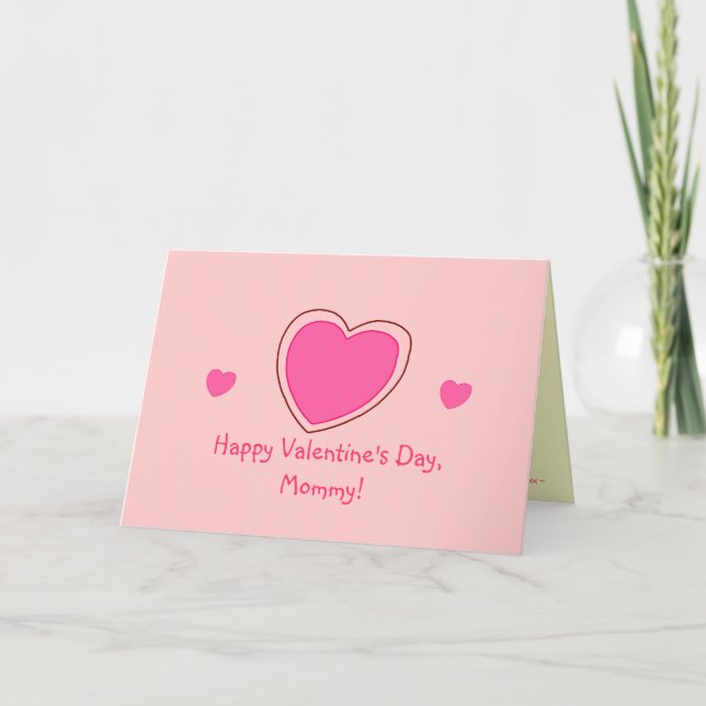 "Happy Valentine's Day, Mommy!" [pink hearts 1] Holiday Card (Front)