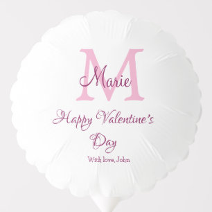 Happy valentine's day monogram pink name love girl balloon