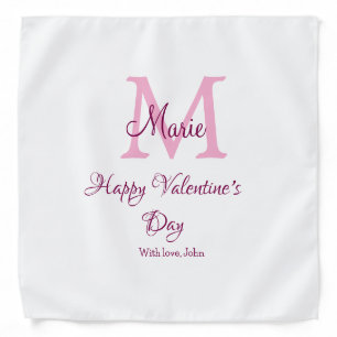 Happy valentine's day monogram pink name love girl bandana
