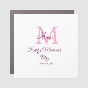 Happy valentine's day monogram pink name love girl car magnet