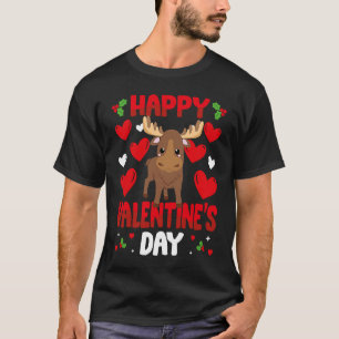 Happy Valentines Day Moose Heart Love Animal T-Shirt