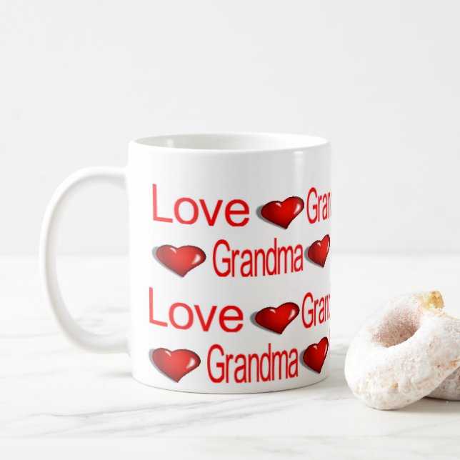 Happy Valentine's Day Mugs Love Grandma Hearts (With Donut)