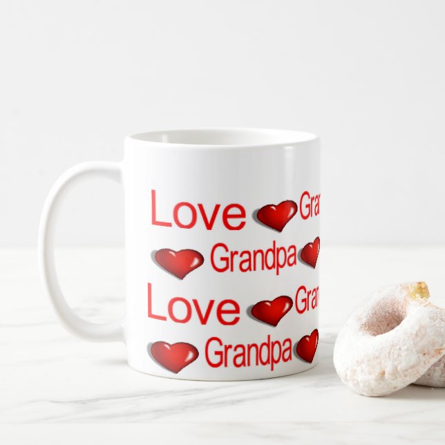 Happy Valentine's Day Mugs Love Grandpa Hearts (With Donut)