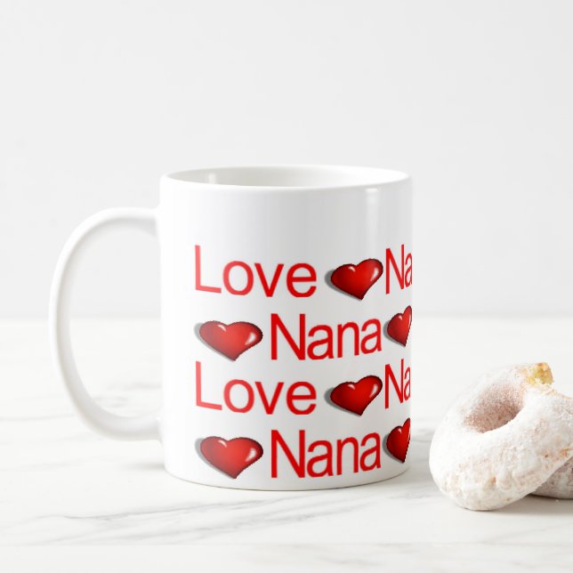 Happy Valentine's Day Mugs Love Nana Red Hearts (With Donut)