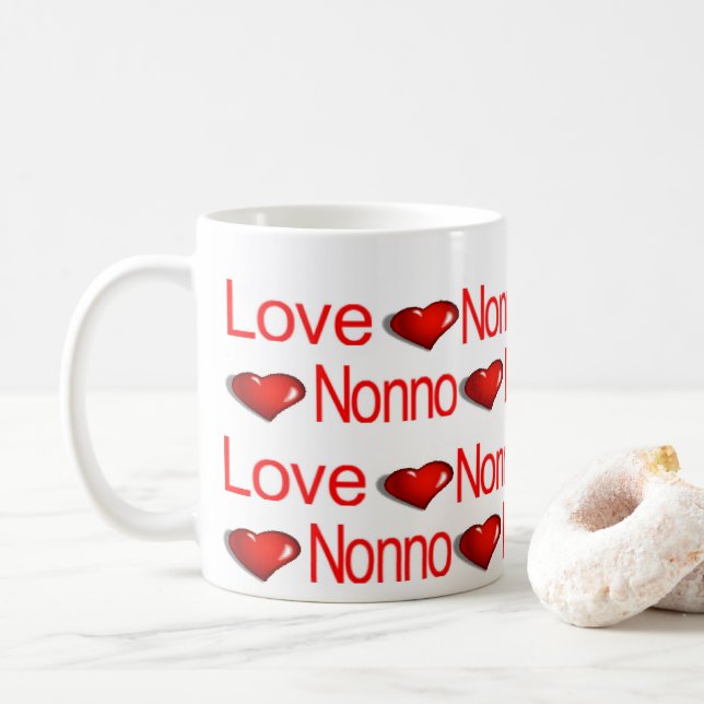 Happy Valentine's Day Mugs Love Nonno Red Hearts (With Donut)