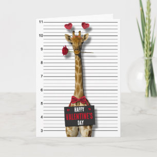 Happy Valentine's Day Mugshot Guilty Giraffe Funny Card