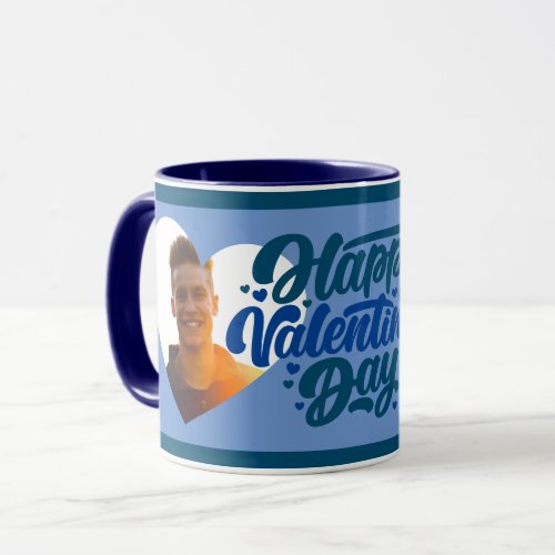 Happy Valentines Day Multi Photo BLUE Mug