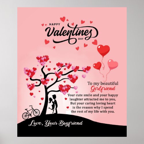 Happy Valentines Day My Beautiful Girlfriend Poster