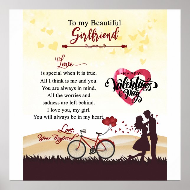 Happy Valentine's Day My Beautiful Girlfriend Poster (Front)