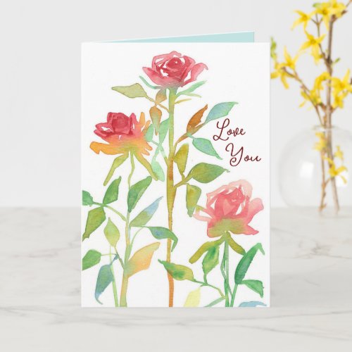Happy Valentines Day My Love Red Roses Card