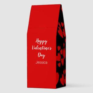 Happy Valentine's Day & Name Black and Red Hearts Roasted Coffee