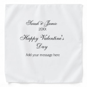 Happy Valentine's day name date message simple ele Bandana
