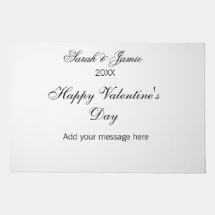 Happy Valentine's day name date message simple ele Doormat