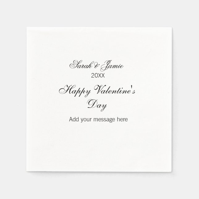 Happy Valentine's day name date message simple ele Napkins (Front)