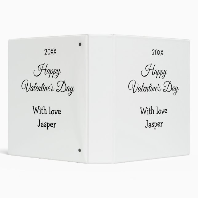 Happy Valentine's day name love simple year stylis 3 Ring Binder (Background)