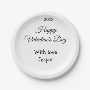 Happy Valentine's day name love simple year stylis Paper Plates