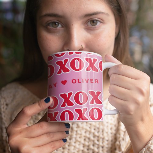 Happy Valentines Day Name XOXO Coffee Mug