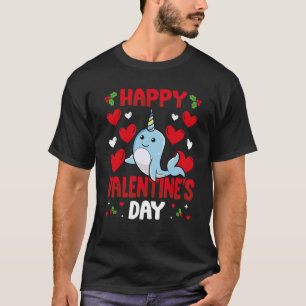 Happy Valentines Day Narwhal Heart Love Animal T-Shirt
