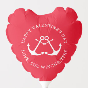 Happy Valentine's Day nautical anchor custom heart Balloon