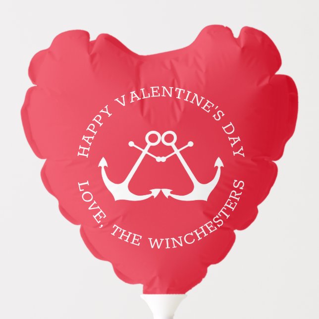 Happy Valentine's Day nautical anchor custom heart Balloon (Front)