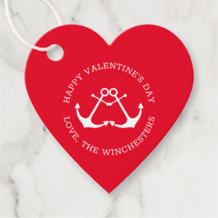 Happy Valentine's Day nautical anchor custom heart Favor Tags